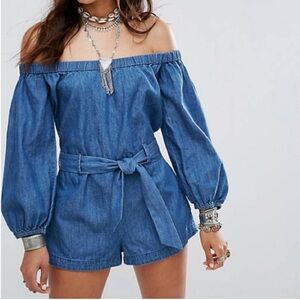 Free People Denim Romper